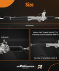 Hydraulic Power Steering Rack And Pinion For Toyota Sequoia 2001 2007 And Tundra 2000 2006 Replacement size diagram