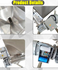 Automatic Screw Powder Feeding Machine Integrating Vibrating Hopper Inclined Conveyor 220V Heavy Duty Industrial Loader, close-up of stainless steel hopper and motor.