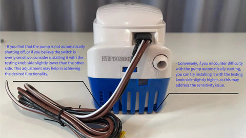 Back view of Automatic Submersible Bilge Pump 12V 750 GPH With Float Switch And Snap Off Strainer Three Quarter Inch Outlet