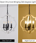 Plug In Pendant Chandelier With 16.4 Ft Cord, White Orb Wood Farmhouse Outdoor Light For Gazebo, Day and Night Views