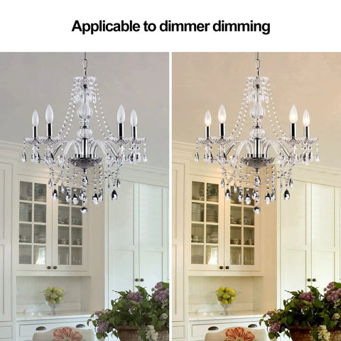 Raindrop Crystal Chandelier With K9 Glass Drops Modern Flush Mount Ceiling Light in dimmed and bright kitchen settings