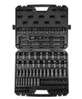 Open case of Impact Socket Set 3/8 Inch Drive, 90 PC Beefy CR-MO Steel Kit showing sockets, extensions, and adapters.