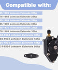 Outboard Fuel Pump Replacement For 25 To 140 HP Marine Motors next to compatibility chart with Johnson Evinrude models.