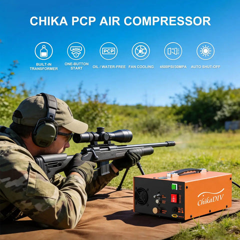 Chikdiv 4500 Psi Pcp Air Compressor Fast Fill Pump For Airguns And Paintball Tanks Auto Shut Off With Dual 12V Dc And 110V Ac Power Plug In Scuba Tank Charging System Compact Design