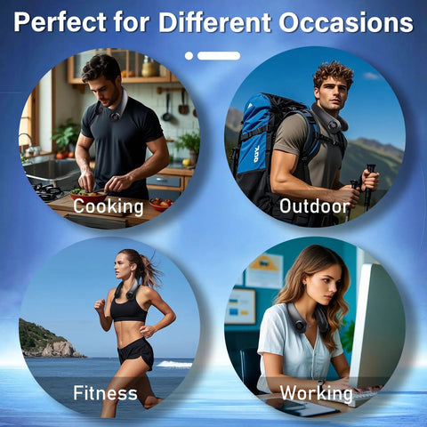 Wearable Neck Fan With Support And 5 Speeds Ultra Lightweight Personal Cooler Blows Cold Air Rechargeable USB C For Various Activities