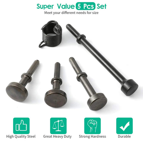 5 Piece Smoothing Pneumatic Air Hammer Chisel Bits Kit With 4 Pro Grade Bits And Spring Alloy Steel Flat And Spherical Heads