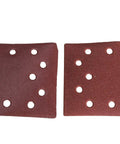 Two 0.25 inch sheet pads with holes for dust collection, for use with Cordless Eighteen Volt Quarter Sheet Finish Sander.