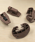Plastic Center Mount Drawer Track Guides Replacement Kit With Screws, Universal Fit, showing four brown guides on a wooden surface.