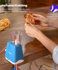 Hands using Electric ICord Knitting Machine Automatic ICord Maker With Tension Control Hands Free DIY Knitting Tool For Crocheters And Yarn Crafters Patent Design Options on table