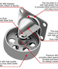 Kickass Heavy Duty Steel Swivel Casters 4 Pack 3.5 Inch Wheels 350 Lbs Locking Brakes showing detailed caster wheel construction.