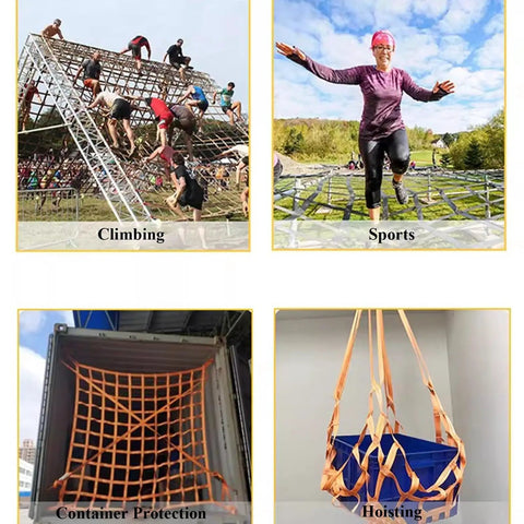 Heavy Duty Cargo Lifting Net For Moving And Construction 6.6 By 6.6 Feet 2204 Lb Load Capacity used in various settings