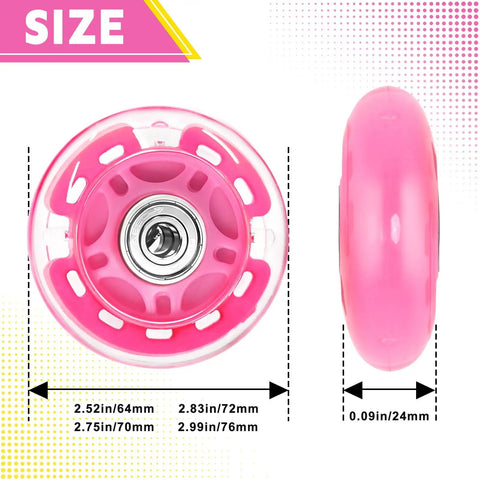 8 Pack 64mm Inline Skate Wheels With Bearings For Indoor And Outdoor Replacement High Performance Durable Wheel Rosy 82A