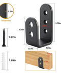 Heavy Duty 2x4 Door Barricade Brackets U Shaped Security Braces For Indoor And Outdoor Doors Black Finish 2 Pack Rugged Carbon Steel Construction For Extra Home Security shown with measurements