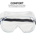 Clear Protective Lab Safety Goggles ANSI 287.1 Approved For Chemistry And Science Work All Day Comfy Fit Anti Fog Splash Resistant
