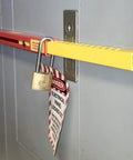 Panel Lockout Kit With Pouch Pro Grade OSHA Compliant Lockout Tagout For Electrical Panels Made In USA installed on panel