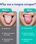 Before and after using Two Pack Stainless Steel Tongue Scraper For Adults with Travel Case for fresher breath and oral care