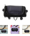 Top Tiers Waterproof Bike Handlebar Bag In Black 900d Oxford Cloth With PVC Front Pouch attached to bike handlebars