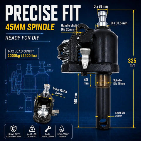 Heavy Duty Hydraulic Pump Replacement For Manual Pallet Truck, 4400 Lb Workhorse With 45Mm Spindle Shaft, Robust Swap Assembly Handles The Heavy Lifting With No Sweat