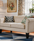 Beefy 6 Inch Black Wood Furniture Legs Pack Of 4 on a beige sofa in a cozy living room setting