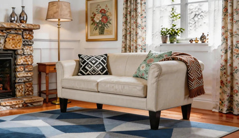 Beefy 6 Inch Black Wood Furniture Legs Pack Of 4 on a beige sofa in a cozy living room setting