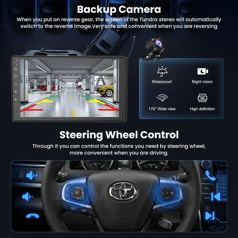 Camry 2015 2016 2017 Android 13 Car Stereo With 10.2 Inch Touch Screen Wireless CarPlay And Android Auto Bluetooth 5.2 with backup camera display and steering wheel controls