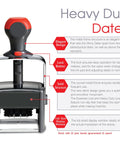 Built Different Heavy Duty Metal Date Stamp With Self Inking 11 Year Band No Fuss Quick Change Ink Pad Month Day Year Format, top view with ergonomic handle.