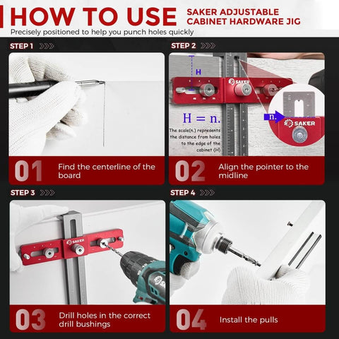 Step-by-step guide using Doweling Jig For Cabinet Hardware And Knob Or Pull Templates Pro Grade Self Centering Punch Locator