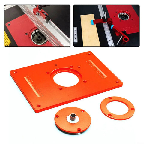 Heavy Duty Aluminum Router Table Insert Plate Slick Woodworking Milling Flip Board Rock Solid Shop Ready And Built Tough For Daily Precision Routing And Professional Engraving Work with circular inserts.