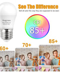 40W Equivalent A15 LED Bulb 120V Warm White 2700K Energy Saving E26 Base Pack of 4 with CRI 85+ color rendering comparison
