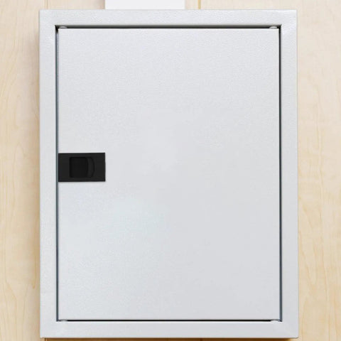 White cabinet door with 4 Pack Plastic Rectangular Latch Buckle RV Door Lock For Distribution Boxes And Cabinet Doors