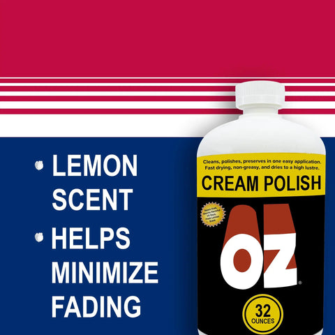 OZ Cream Polish One Quart For Cleaning And Polishing And Preserving Surfaces In One Easy Application Anti Static Dust Repellent bottle