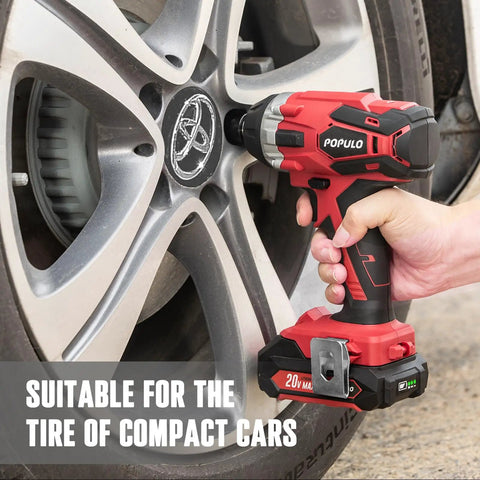 Cordless 20V Impact Wrench With Half Inch Drive 3098 Inch Pounds Torque used on car wheel bolt