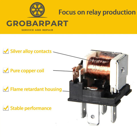 Premium 12 Volt 55 Amp 4 Pin Auto Relay For Fuel Pump Starter AC Compressor Cooling Fan features silver alloy contacts and pure copper coil.