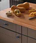 Kitchen cabinet with Six Piece Aluminum Hex Knob Set For Cabinets Black Brushed Finish With Single Hole Drawer Handles visible
