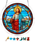 DIY 135 Piece Acrylic Suncatcher Jigsaw Puzzle Kit for Windows and Garden Decor, stained glass sun catcher with chain.