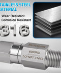 Boltigen 1/2 NPT inline ball check valve, stainless steel 316, 6000 PSI