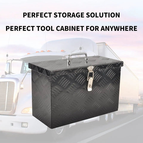 Tough Aluminum Truck Tool Box With Handy Grab Handle And Weather Sealed Overlapping Lid Leak Tight Rust Proof Heavy Duty Trailer Storage Bin In Classic Black 16X7Point5X10