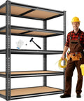Heavy Duty 2250 Lb 5 Tier Garage Storage Shelves With Adjustable Metal Utility Rack, worker holding tools