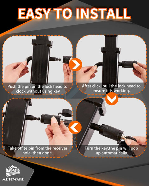 Instructions for installing Dual Pin Trailer Hitch Lock Set With One Half Inch And Five Eighth Inch Pins, Heavy Duty Anti Theft Lock, Compatible With F150