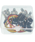 Five Pack 20K Ohm Linear Cone Rotary Potentiometers Kit With XH2.54 3 Pin Connector Wiring And Black Aluminum Knob Cover