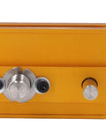 Close-up of Auto Centering Dowel Jig Kit With Adjustable Drill Guide From 0.4 To 2.4 Inches Wide Six Bushings in gold finish