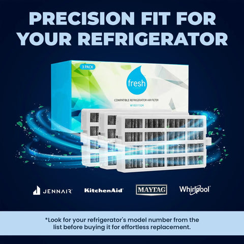 Fresh Air Fridge Filter Replacement For Whirlpool FreshFlow AIR1 Maytag KitchenAid JennAir 4-pack visible with packaging