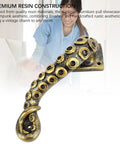 Dope Octopus Resin Door Handle, Vintage Bronze Cupboard Furniture Pull, Heavy Duty Steampunk Style Decor viewed from side