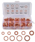 200 Pcs Flat Copper Washer Set Nine Sizes M5 To M14 O Ring Copper Gasket Seal Kit Pro Grade heavy duty for plumbing and auto repairs