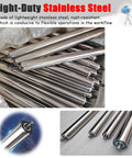 Heavy Duty Stainless Steel Conveyor Rollers 2 Inch Diameter Set Of 5 For Belt Conveyors And Gravity Rails With Spring Shaft Replacement Built Tough Workhorse Kit displayed in three separate images, showing polished stainless steel rollers and detailed shaft connections.