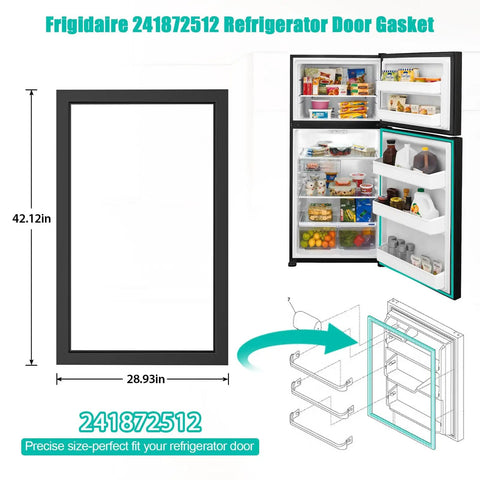 Upgraded 241872512 Refrigerator Door Gasket Replacement For A Tight Seal Fits Fridge Door Seal Replaces 240514612 240542112 240542124 5304439526 Kenmore Freezer Gasket EPDM Rubber High Temp Welded 1600 Fahrenheit shown in packaging and installed on fridge