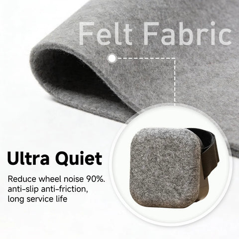 Five Pack Office Chair Caster Pads With Felt Backing For Scratch Prevention And Quiet Rolling, Secure Strap Lock And Anti Slip Design