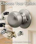 Colonial Passage Door Knob Set Satin Stainless Built Tough Easy 5 Minute Install Reversible For Bedroom Bathroom Closets ANSI Grade 3 Certified Modern Handle For Home 6 Pack shown in multiple finishes