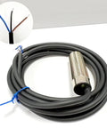 Ultra Compact Laser Photoelectric Sensor Switch M18 PNP No-Brainer 12-24V DC 3 Wire 1-50cm Detection 1ms Fast Response Tiny 2mm Laser Spot Normally Open Laser Beam Sensor NKF-JM18050 Precision Object Detector, cable close-up