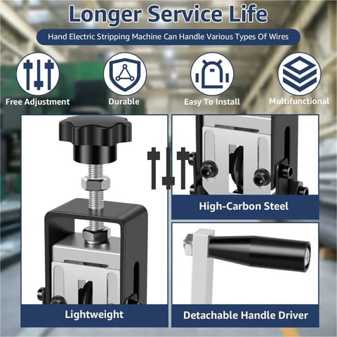 Essential 1 Pc Portable Wire Stripper For Electricians with lightweight design, high-carbon steel build, featured adjustment knob.